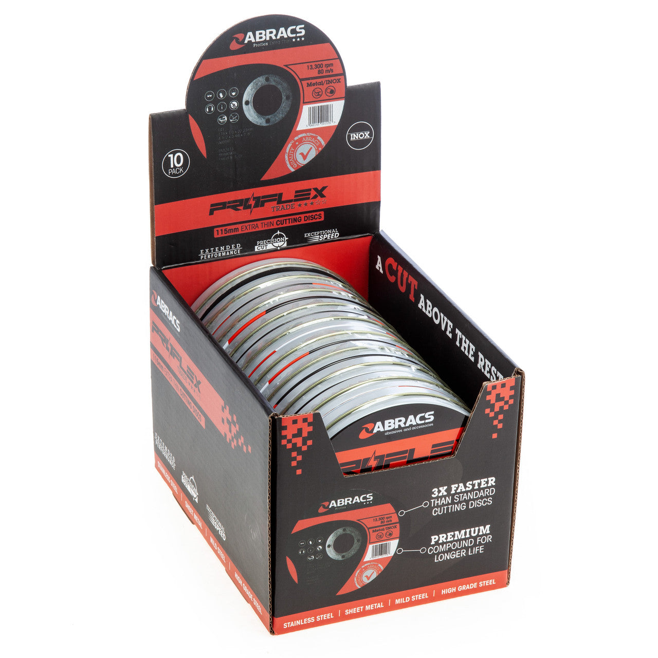 Abracs Proflex Extra Thin INOX Cutting Disc 115mm x 1mm 10 Pack PFET11510FI-10
