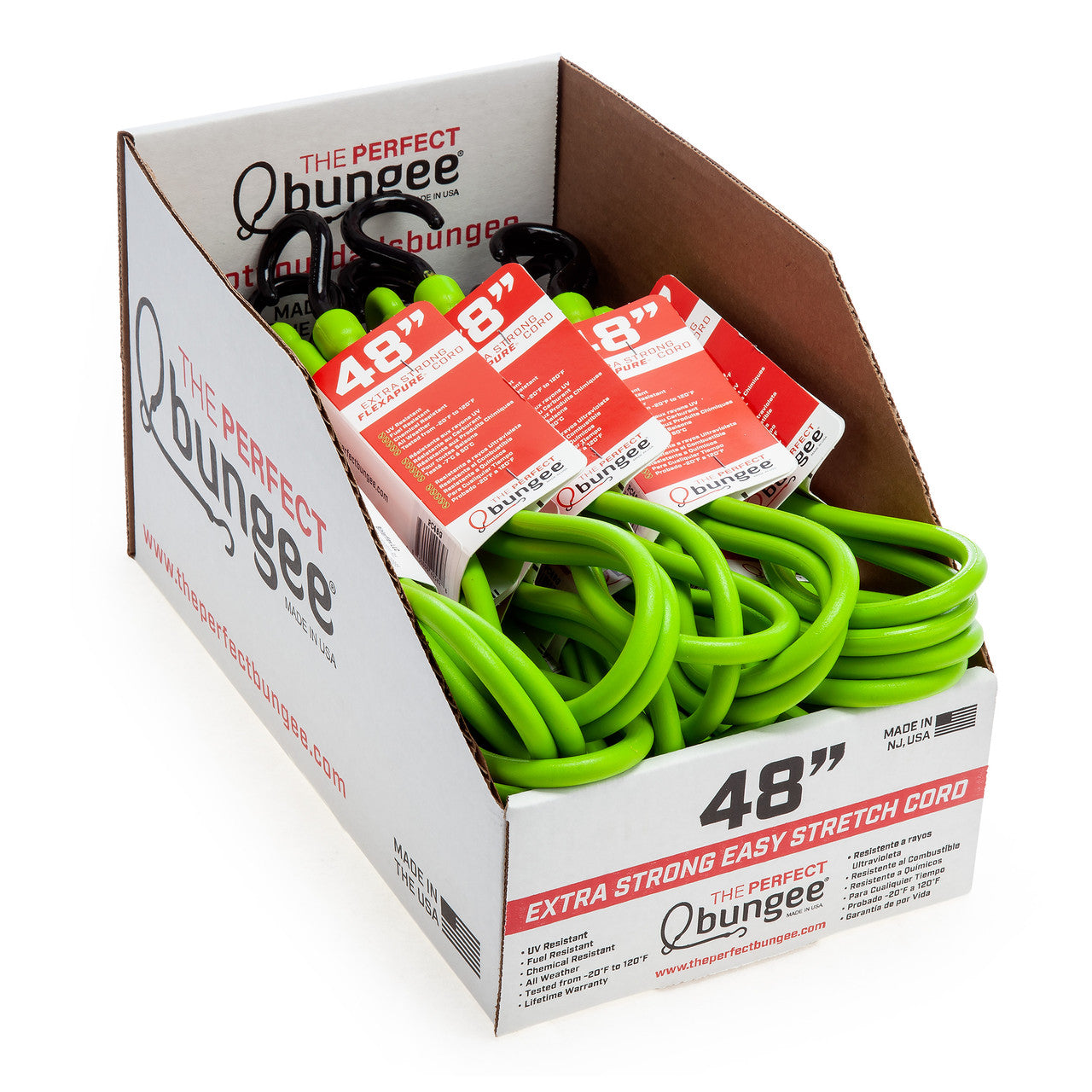 The Perfect Bungee Easy Stretch Bungee Cord in Green 1.22m/48in Single PC48G