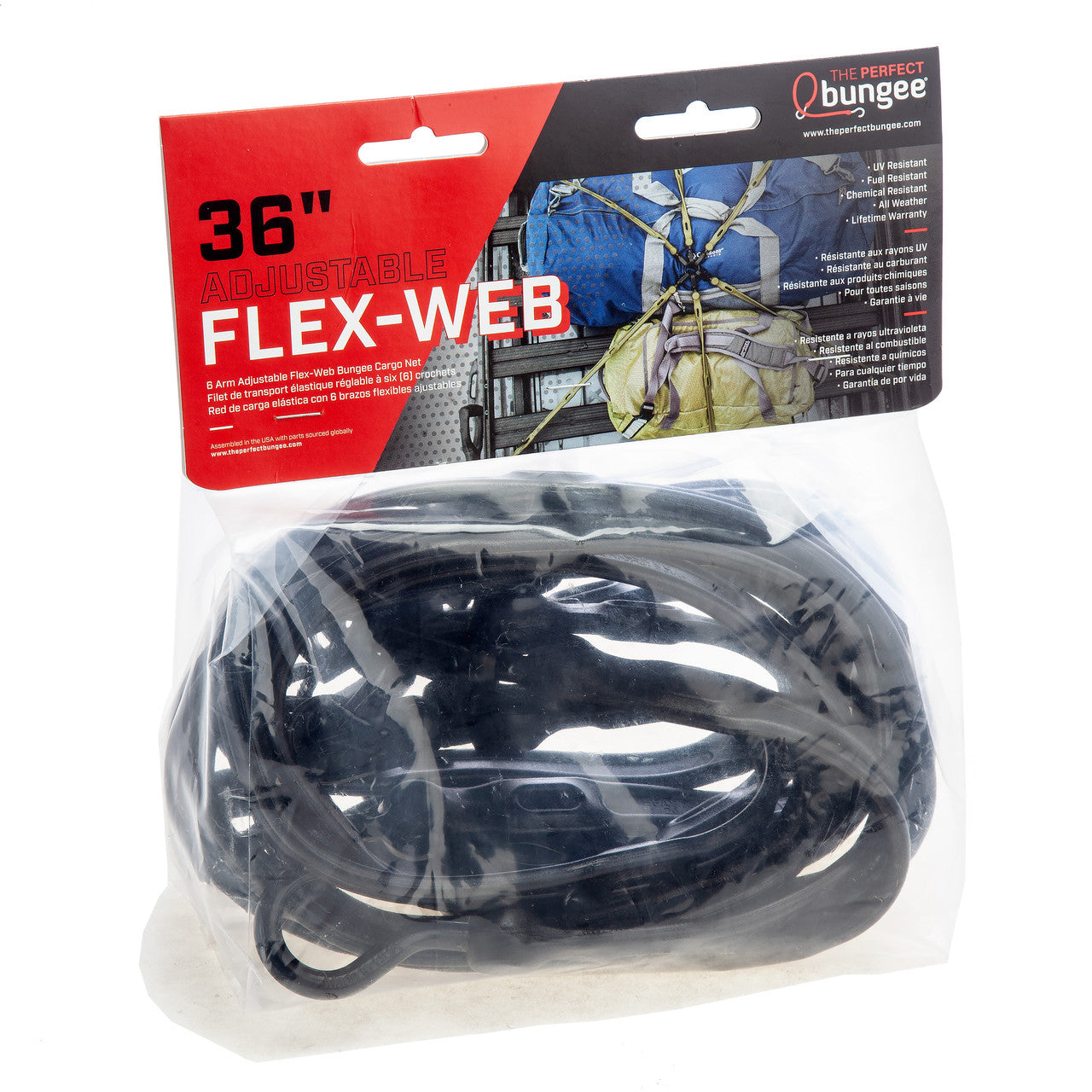 Perfect Bungee Adjustable 6 Strap Flex Web Bungee Black 3.65m x 3.65m FW36-6BK