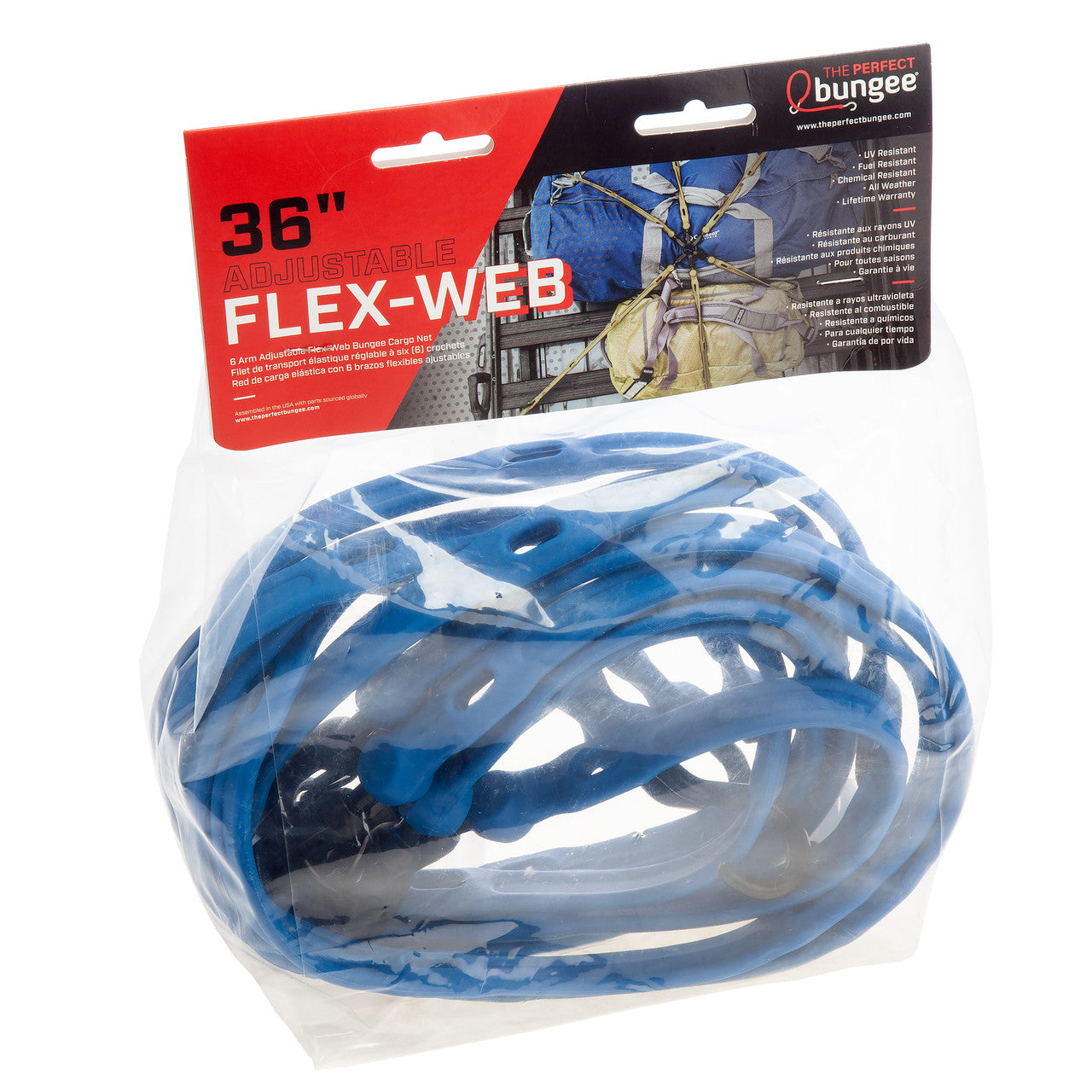 The Perfect Bungee Adjustable 6 Strap Flex Web Bungee Blue 3.65 x 3.65m FW36-6BL