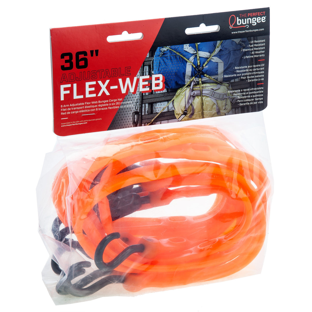 Perfect Bungee Adjustable 6 Strap Flex Web Bungee Orange 3.65m x 3.65m FW36-6NG
