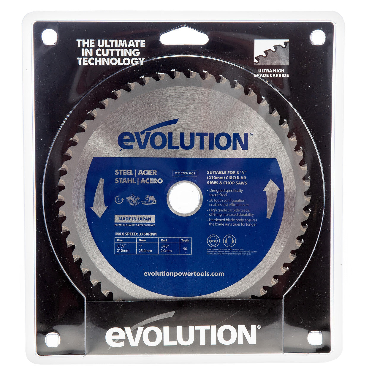 Evolution M210TCT-50CS Circular Saw Blade For Cutting Steel 210 x 25.4mm x 50T
