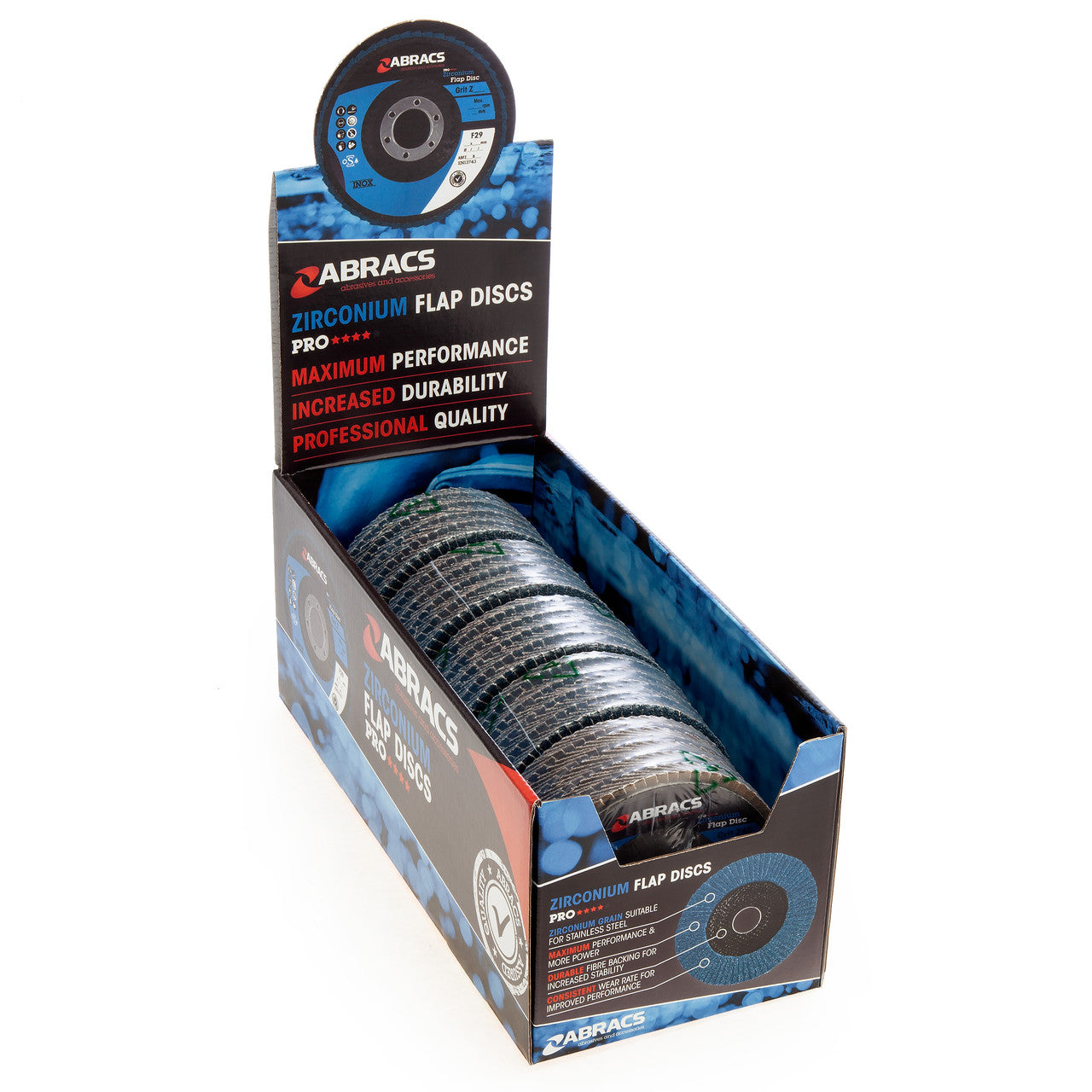 Abracs Pro Zirconium Flap Disc 115mm Bore 22mm 40 Grit 5 Pack ABFZ115B040