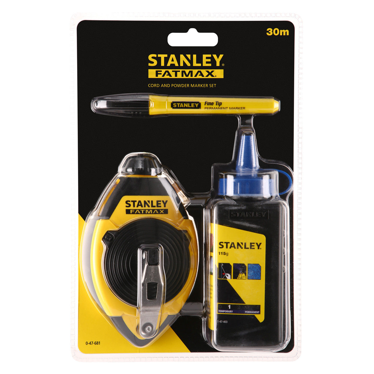 Stanley FatMax Chalk Line & Blue Builders Chalk 30m 0-47-681