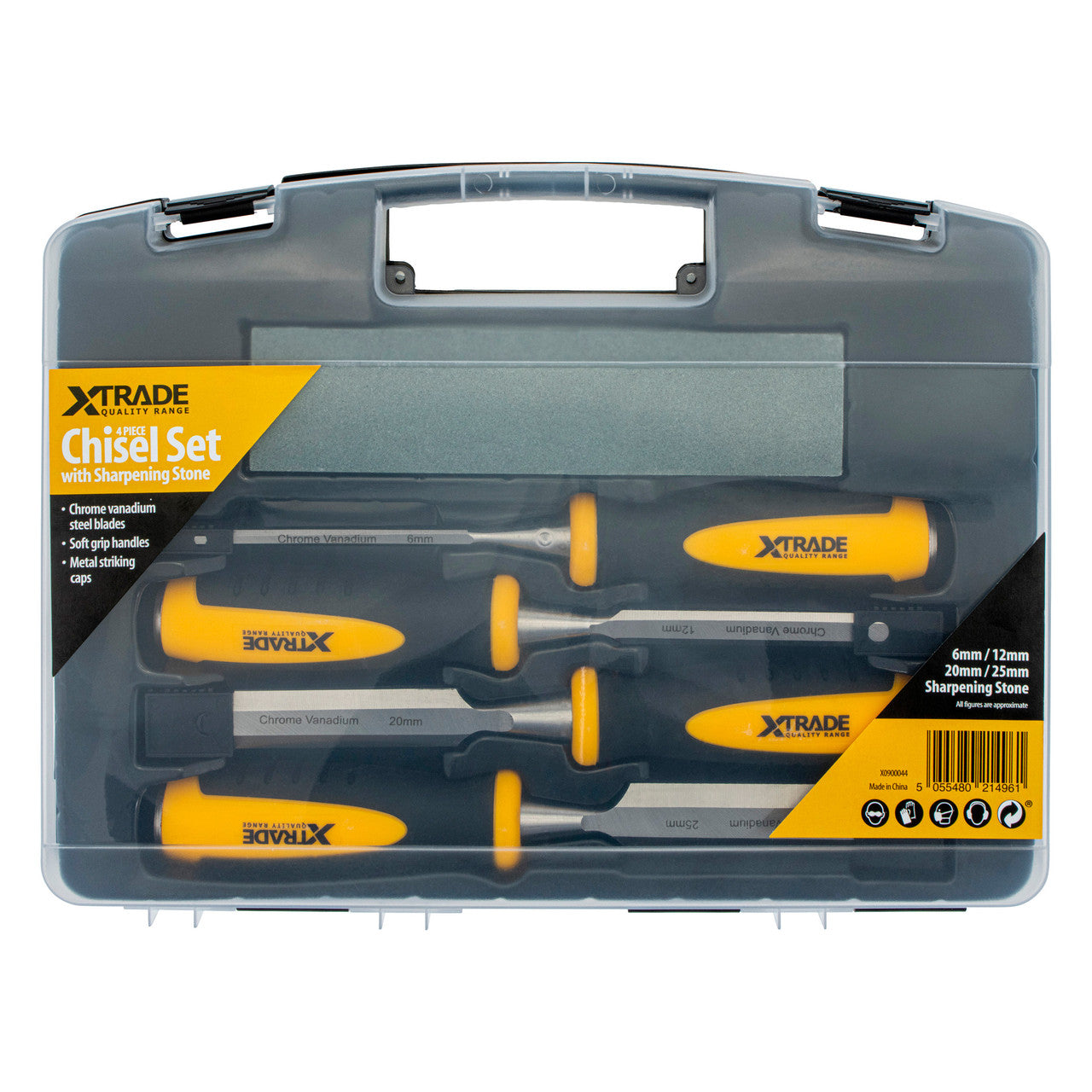 XTrade X0900044 Chisel Set with Sharpening Stone (4 Piece)