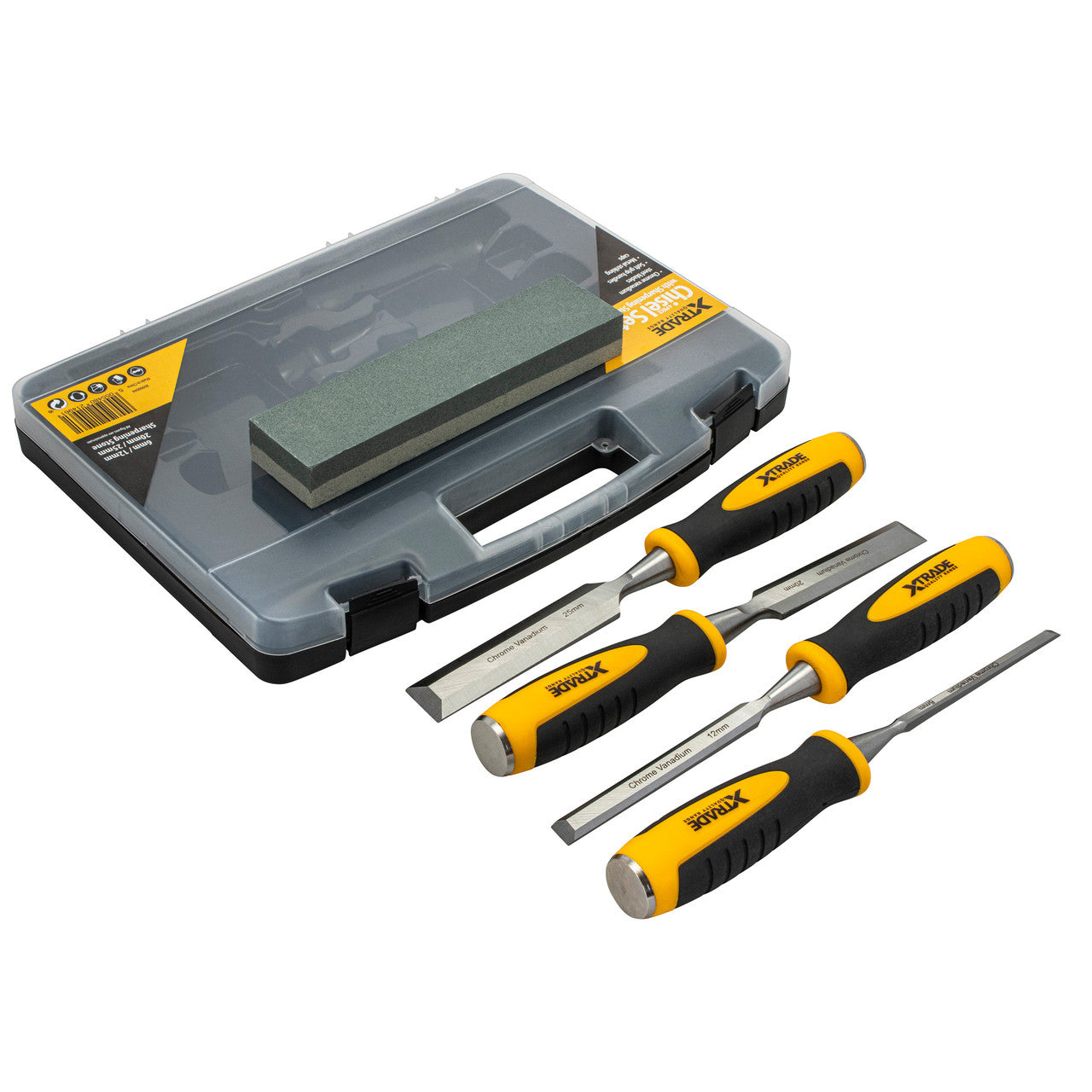 XTrade X0900044 Chisel Set with Sharpening Stone (4 Piece)