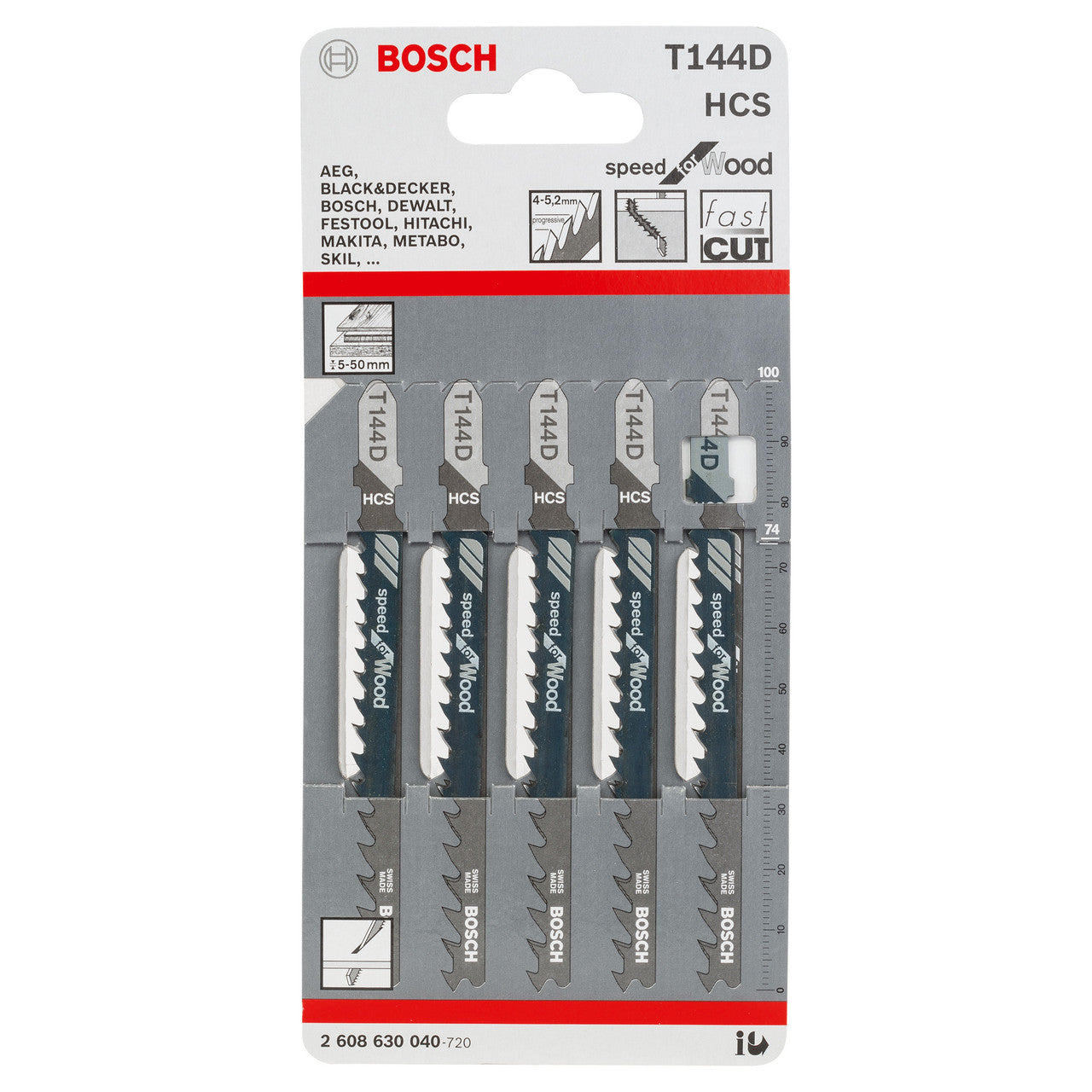 Bosch Speed Cutting Wood Jigsaw Blades 5 Pack T144D