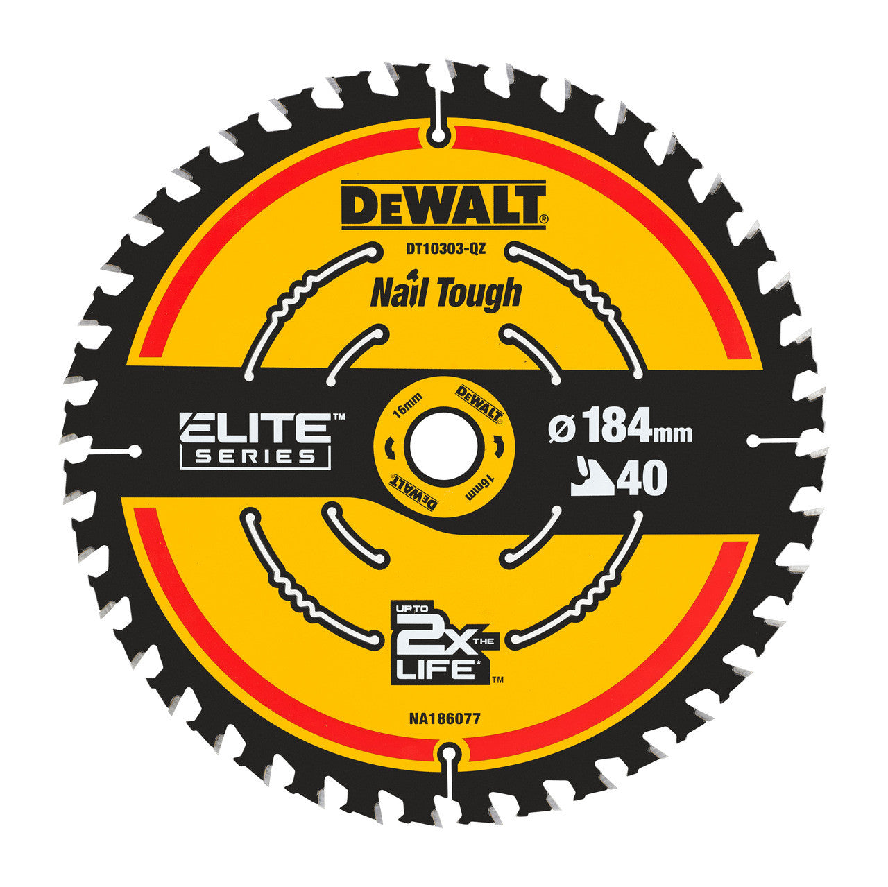 Dewalt ELITE Circular Saw Blade Nail Tough 184mm x 16mm 40T DT10303