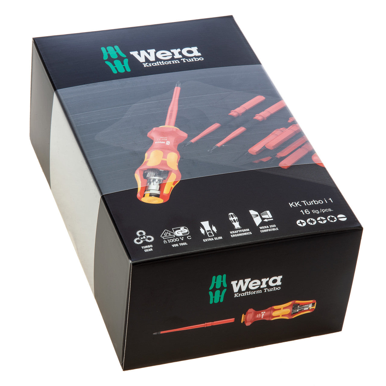 Wera Kraftform Kompakt Turbo i 1 Gearbox Screwdriver 16 Piece 05057484001