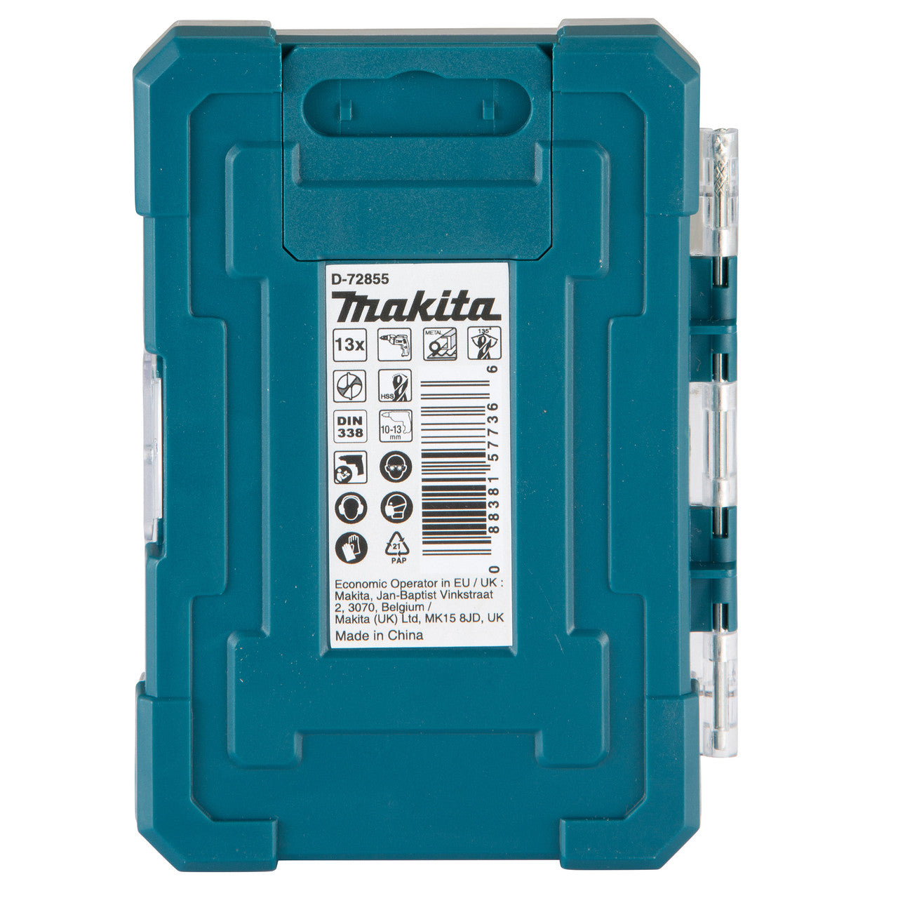 Makita HSS TIN Metal Drill Bit Set 13 Piece 1.5 to 6.5mm In Storage Case D-72855