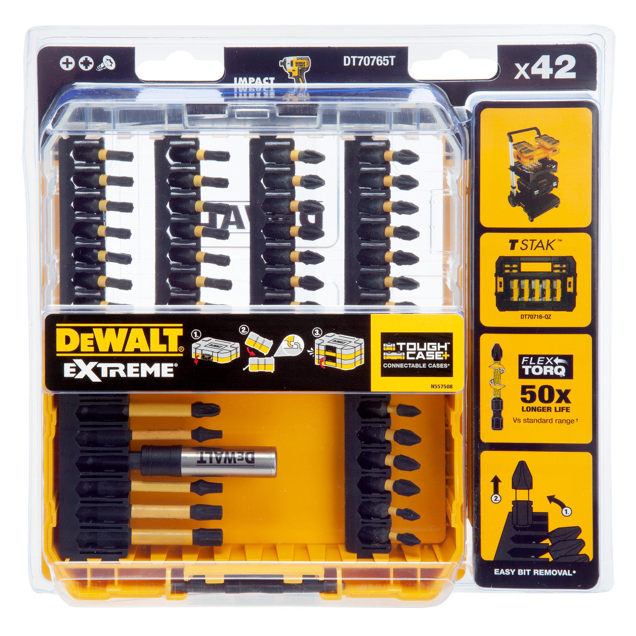Dewalt Extreme FLEXTORQ Screwdriver Bit Set in Connectable Case 42 Pc DT70765T