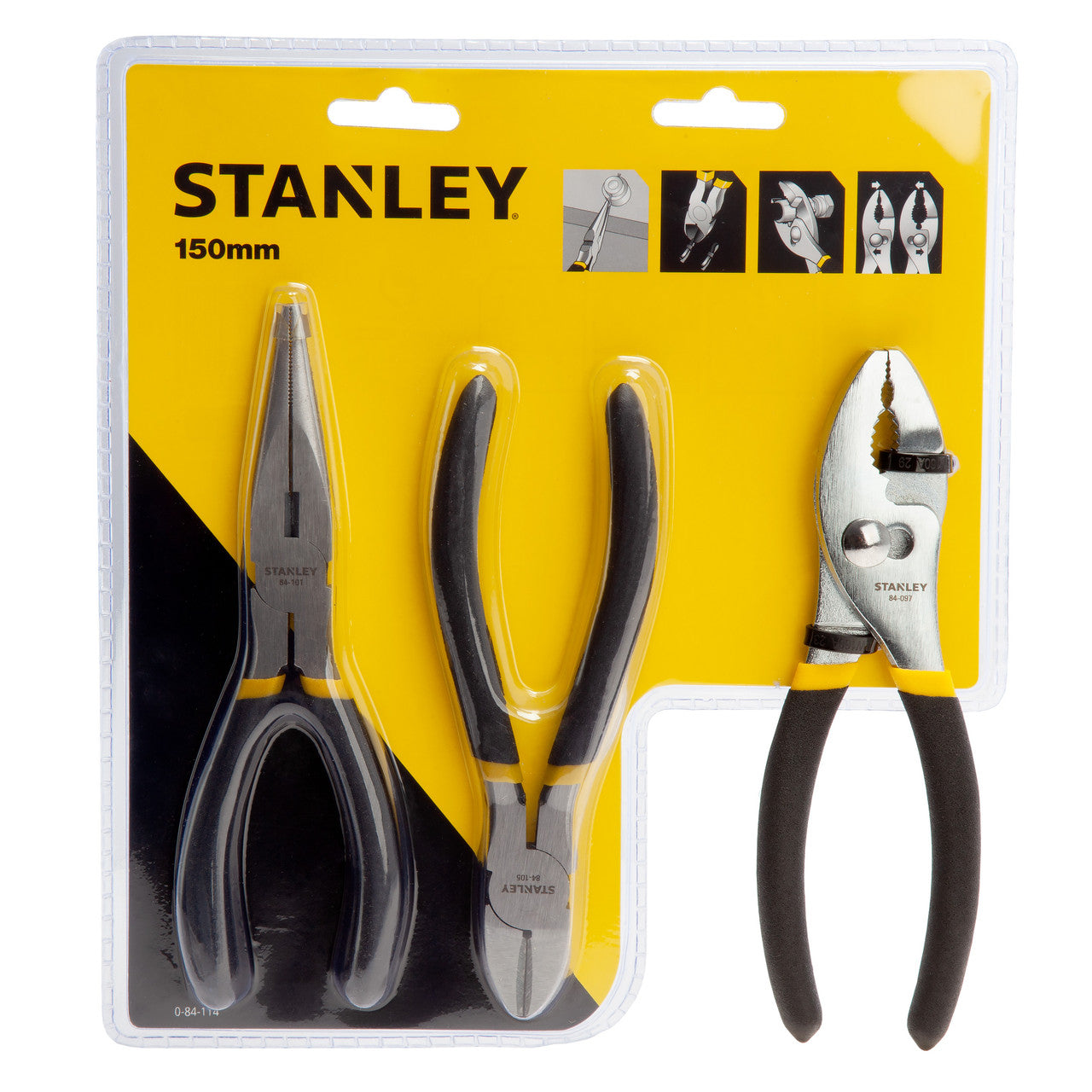 Stanley Plier Set 3 Piece Combination Longnose And Diagonal Cutter 0-84-114