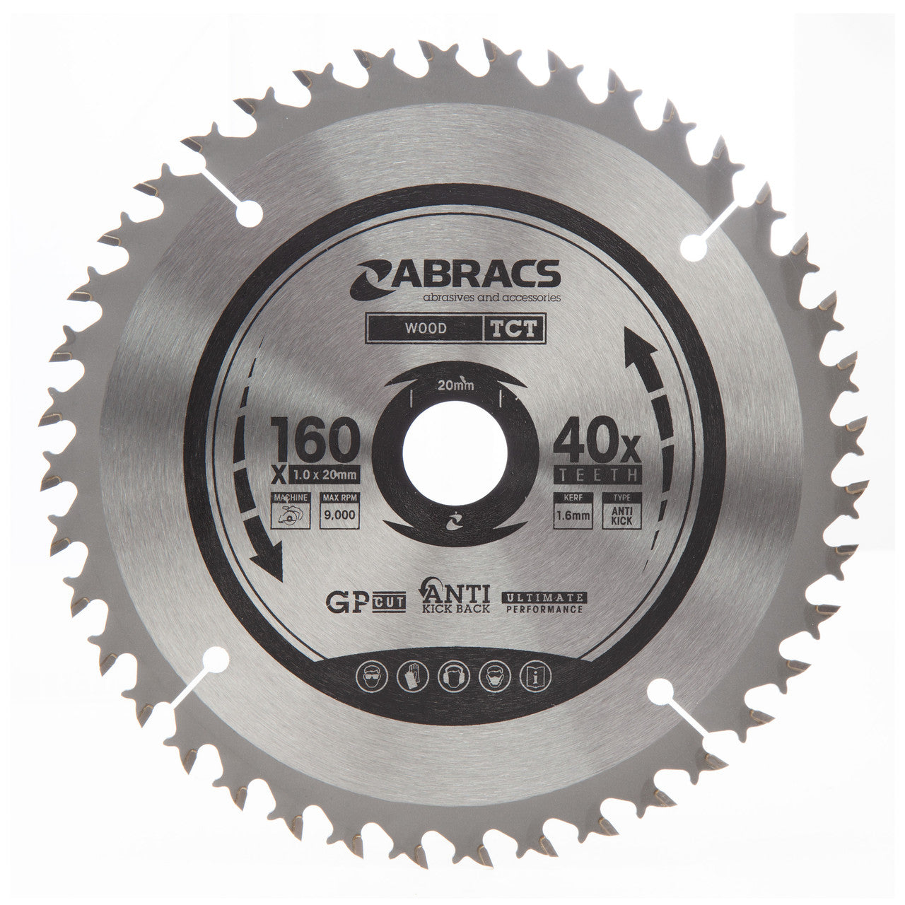 Abracs TCT Cordless Circular Saw Blade for Wood 160 x 20mm x 40T TCTC16040