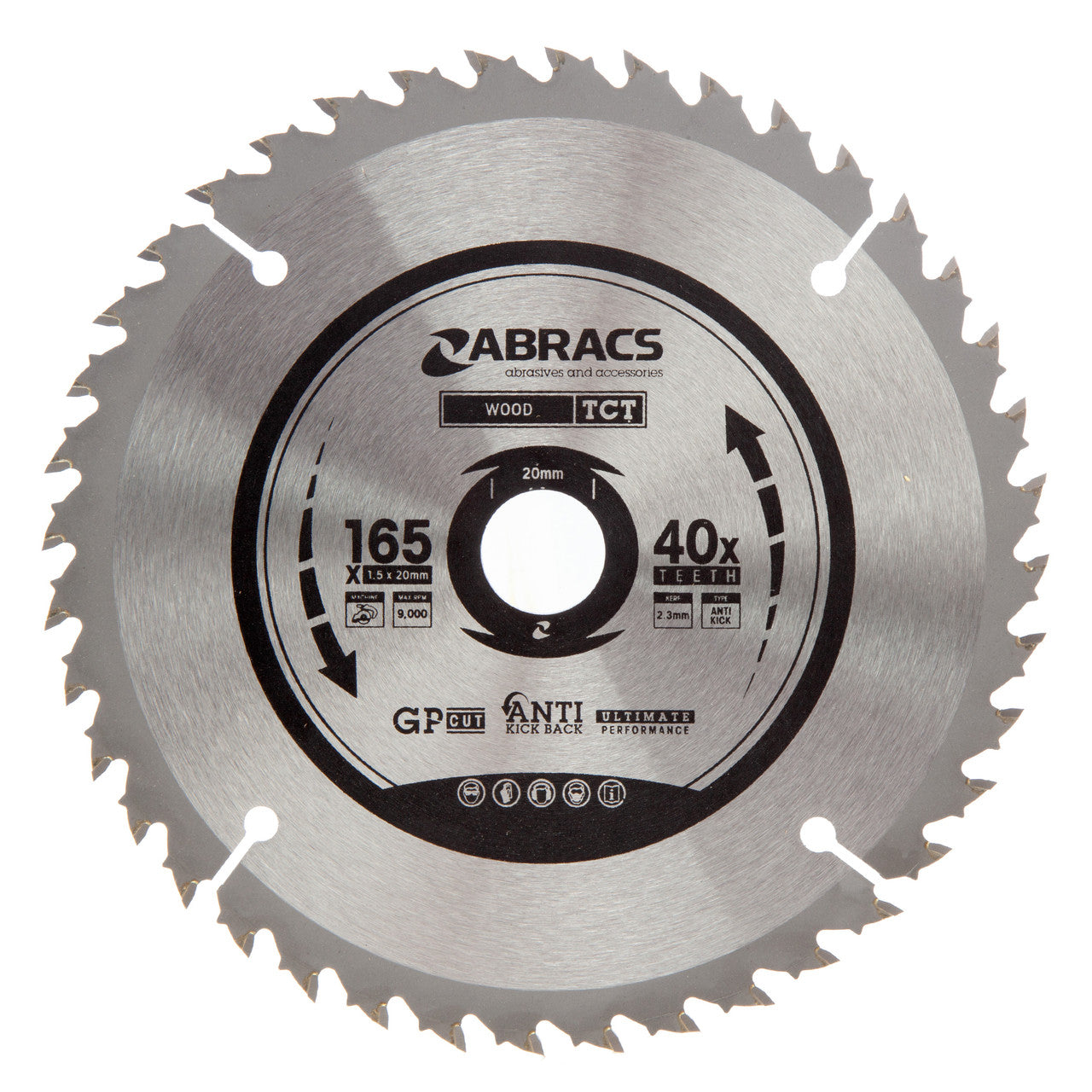 Abracs TCT Circular Saw Blade for Wood 165 x 20mm x 40T TCT16540