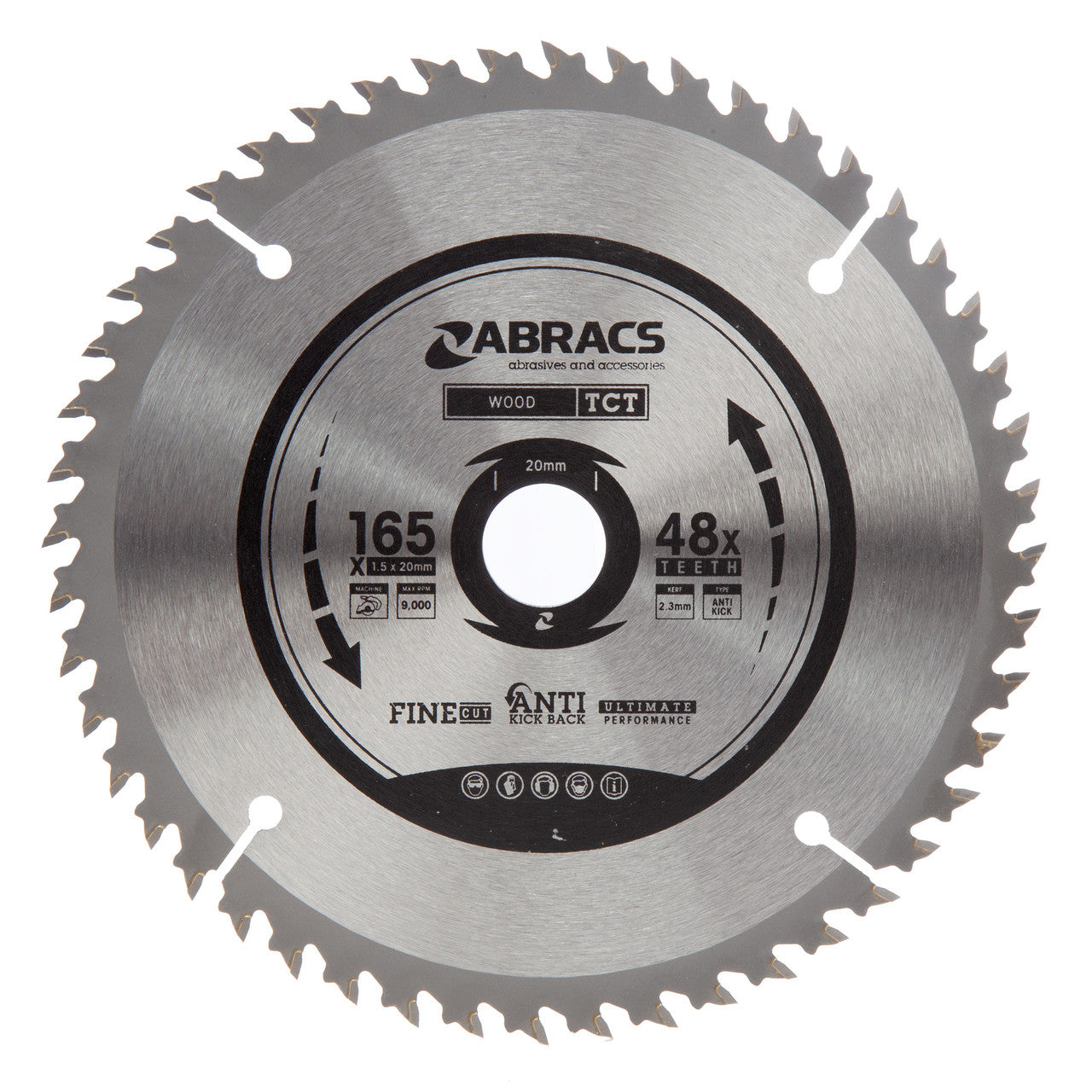 Abracs TCT Circular Saw Blade for Wood 165 x 20mm x 48T TCT16548