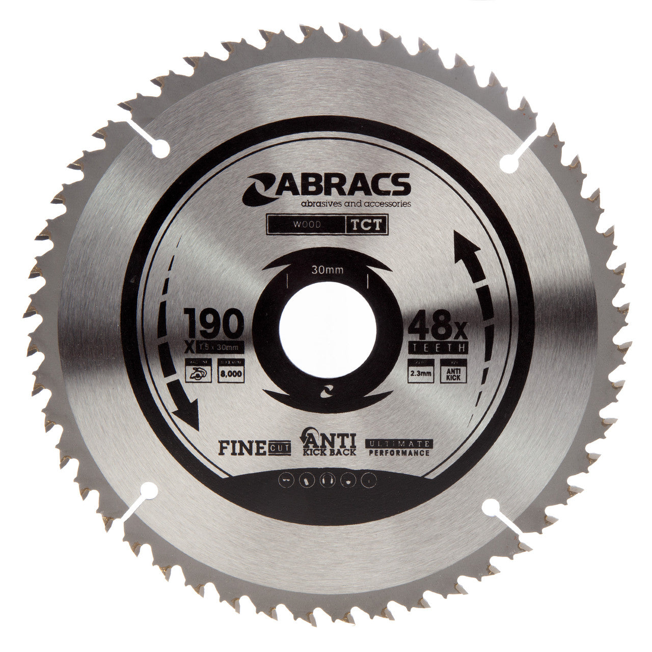 Abracs TCT Circular Saw Blade for Wood 190 x 30mm x 48T TCT19048