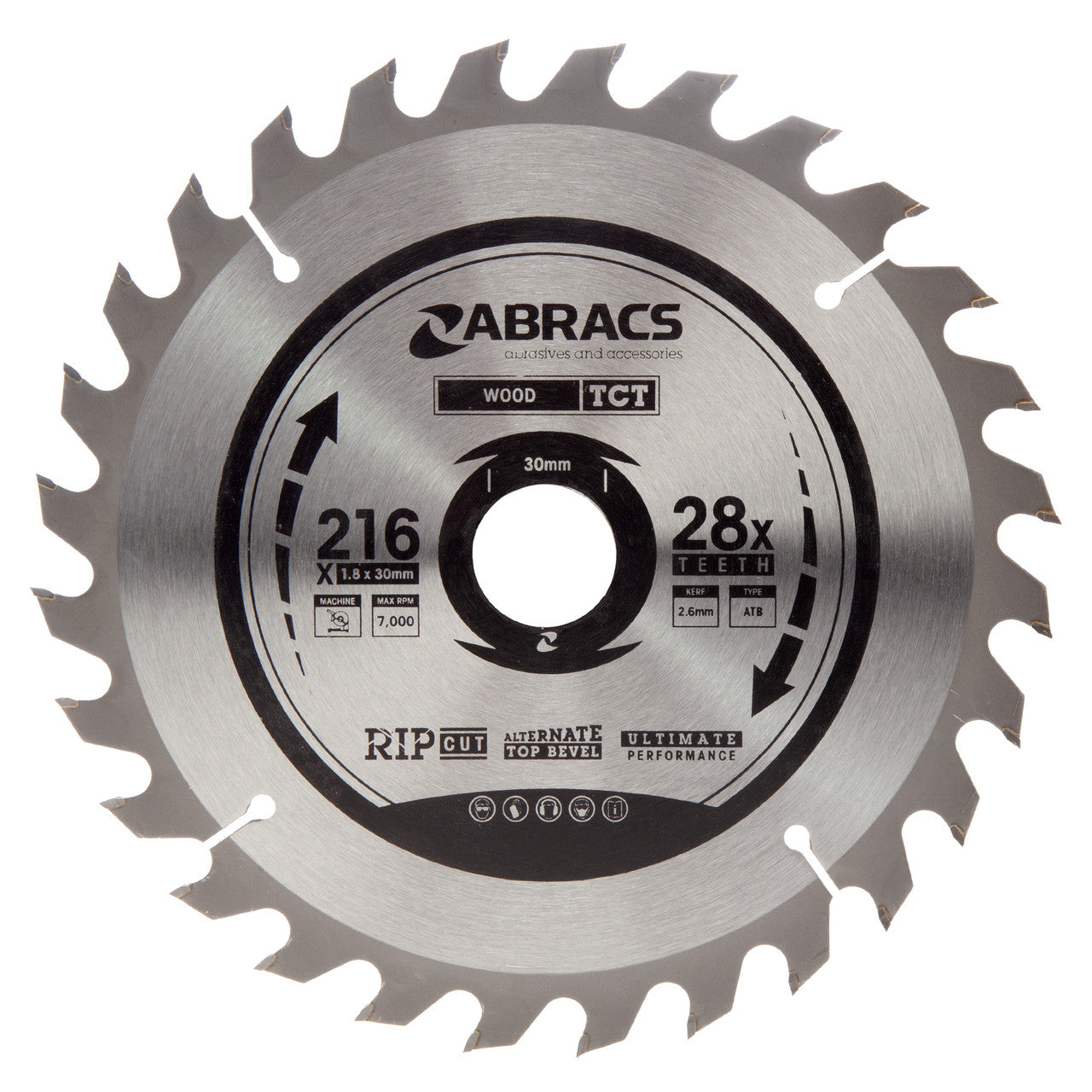 Abracs TCT Circular Saw Blade for Wood 216 x 30mm x 28T TCT21628