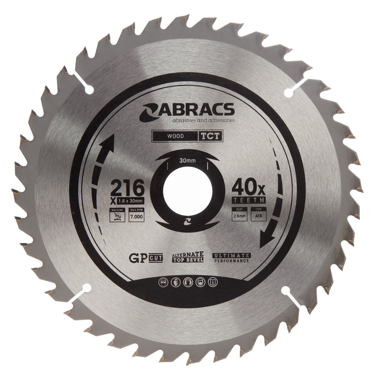 Abracs TCT Circular Saw Blade for Wood 216 x 30mm x 40T TCT21640