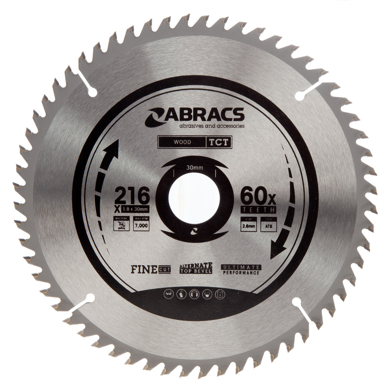 Abracs TCT Circular Saw Blade for Wood 216 x 30mm x 60T TCT21660