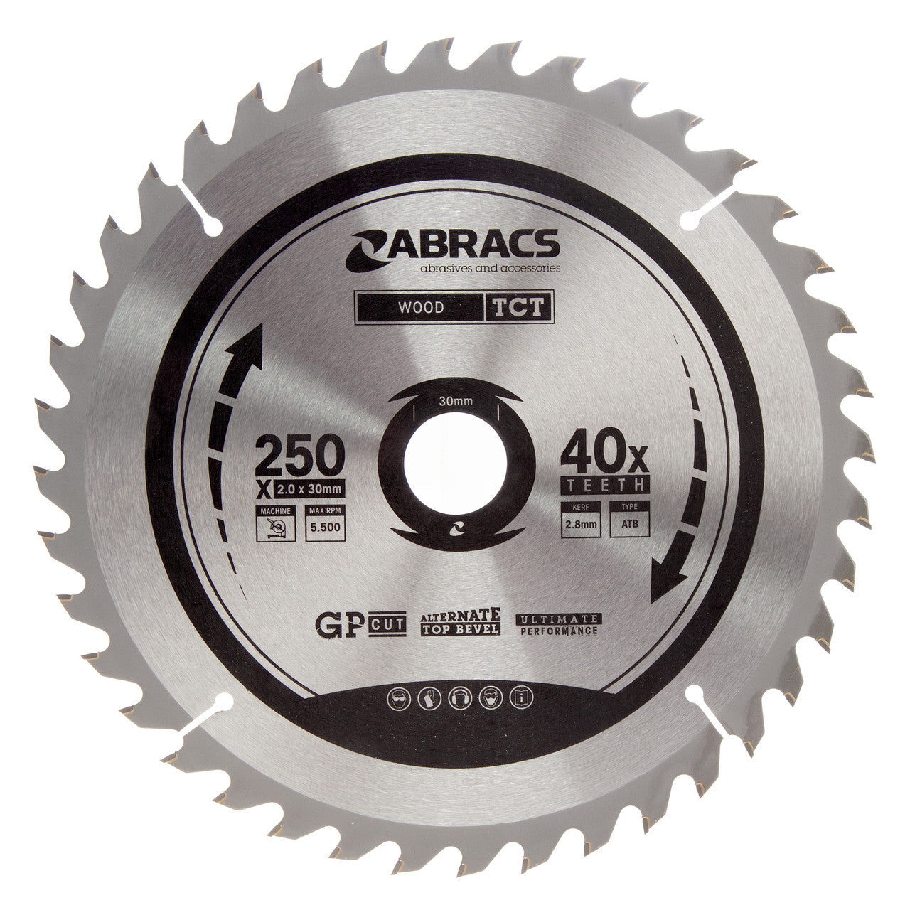 Abracs TCT Circular Saw Blade for Wood 250 x 30mm x 40T TCT25040