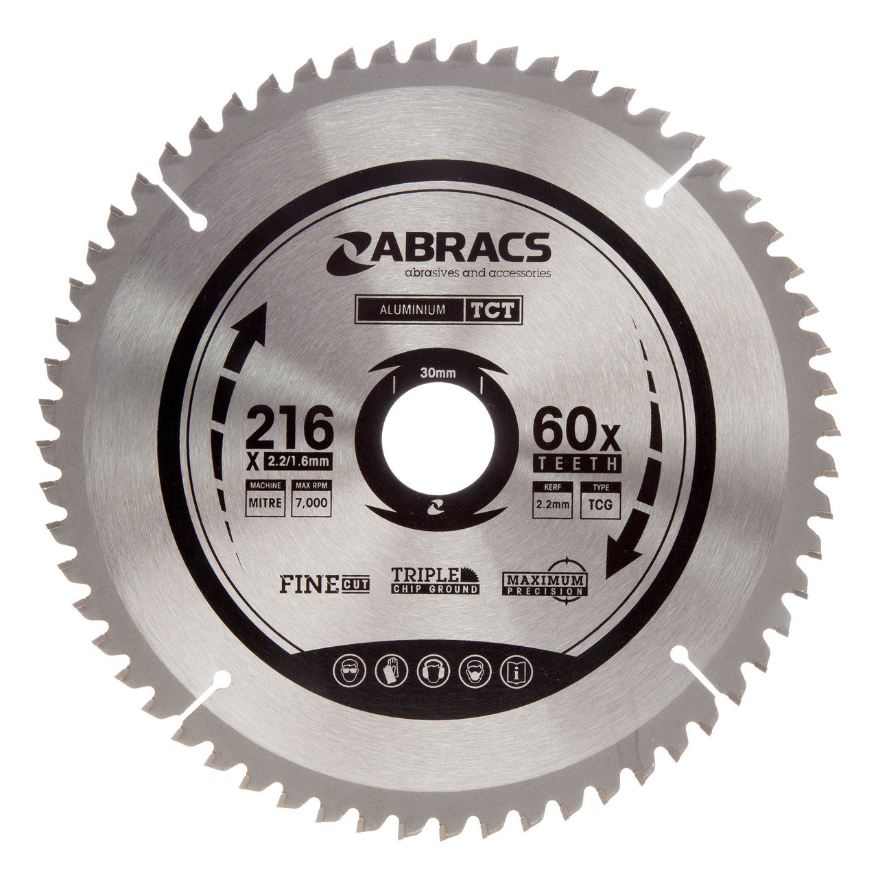 Abracs TCT Circular Saw Blade for Aluminium 216 x 30mm x 60T TCTA21660