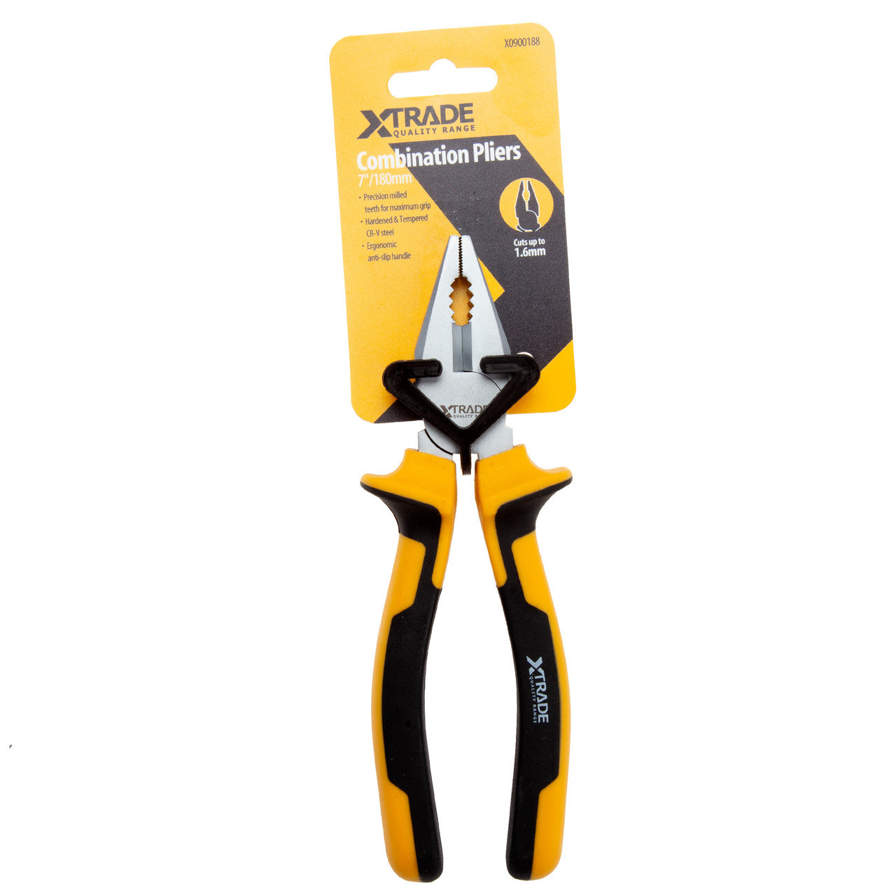 XTrade Combination Pliers 7" 180mm Cuts up to 1.6mm comfortable grip X0900188