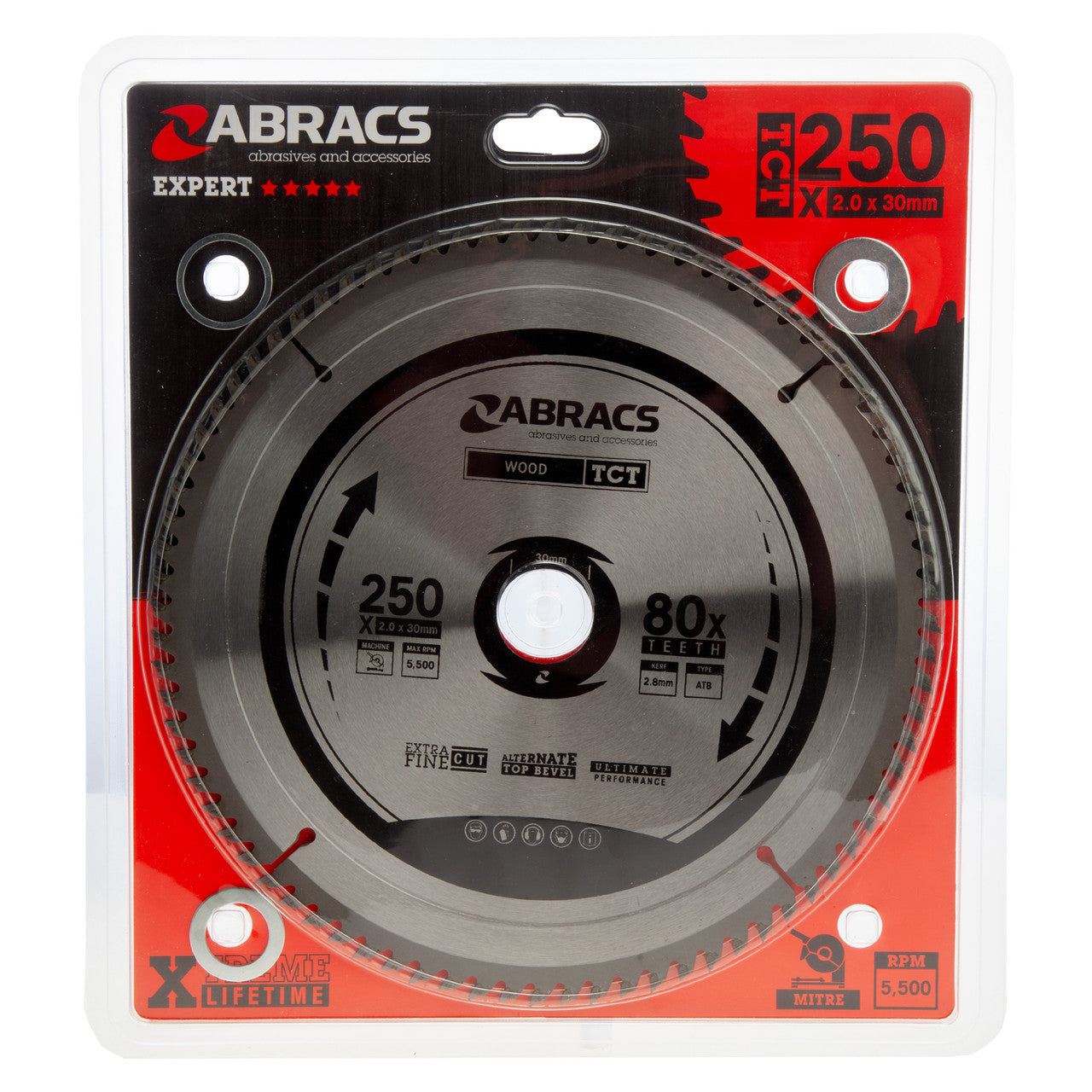 Abracs TCT Circular Saw Blade for Wood 250 x 30mm x 80T TCT25080