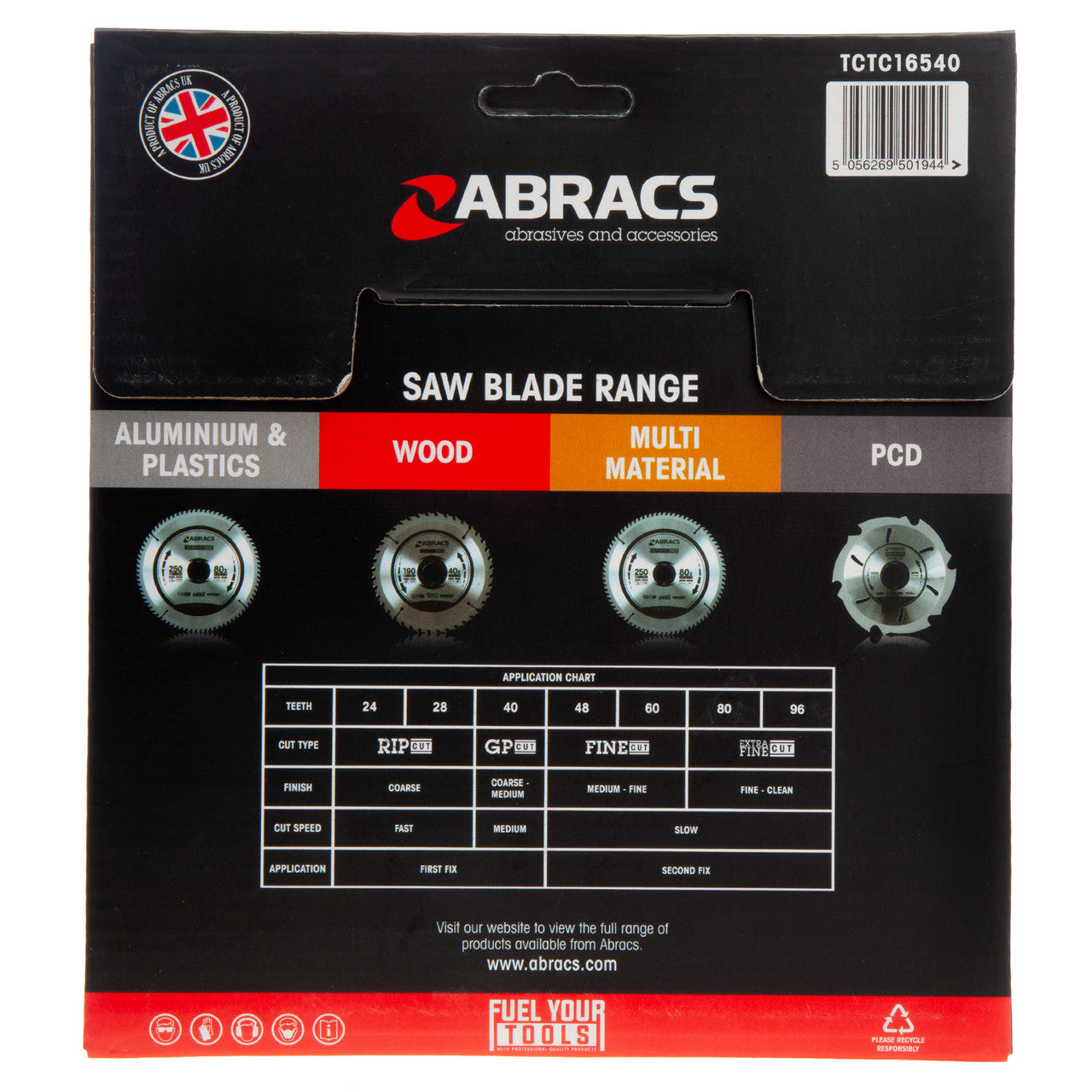 Abracs TCT Cordless Circular Saw Blade for Wood 165 x 20mm x 40T TCTC16540