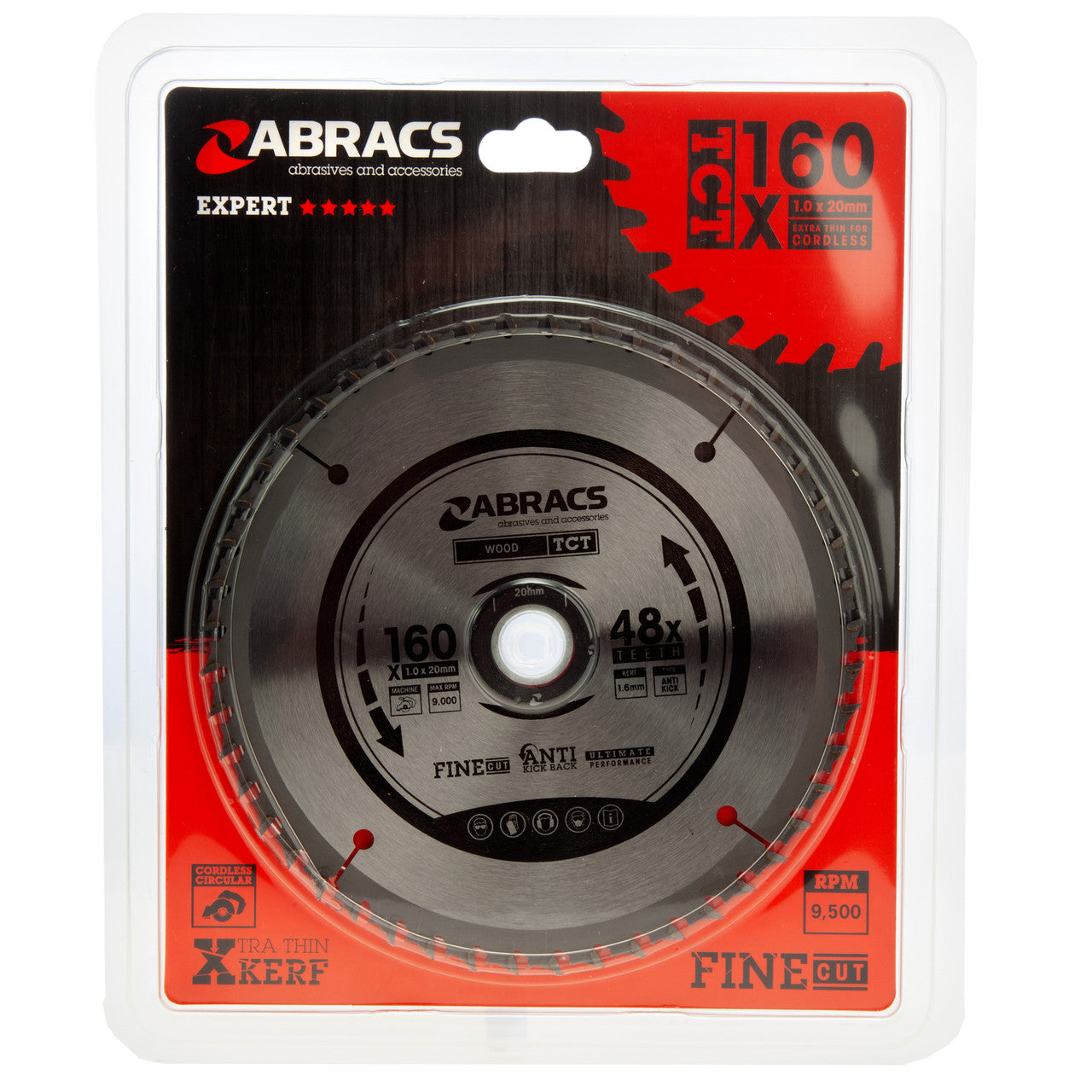 Abracs TCT Cordless Circular Saw Blade for Wood 160 x 20mm x 48T TCTC16048