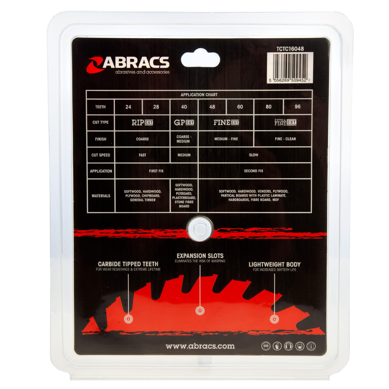Abracs TCT Cordless Circular Saw Blade for Wood 160 x 20mm x 48T TCTC16048