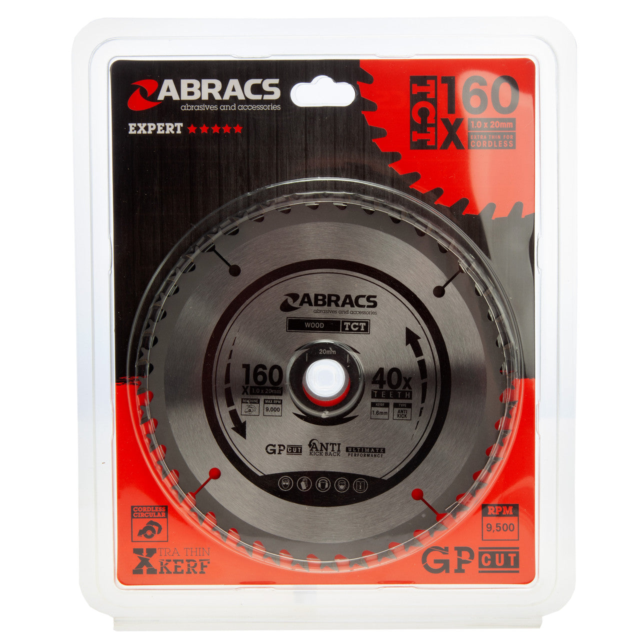 Abracs TCT Cordless Circular Saw Blade for Wood 160 x 20mm x 40T TCTC16040