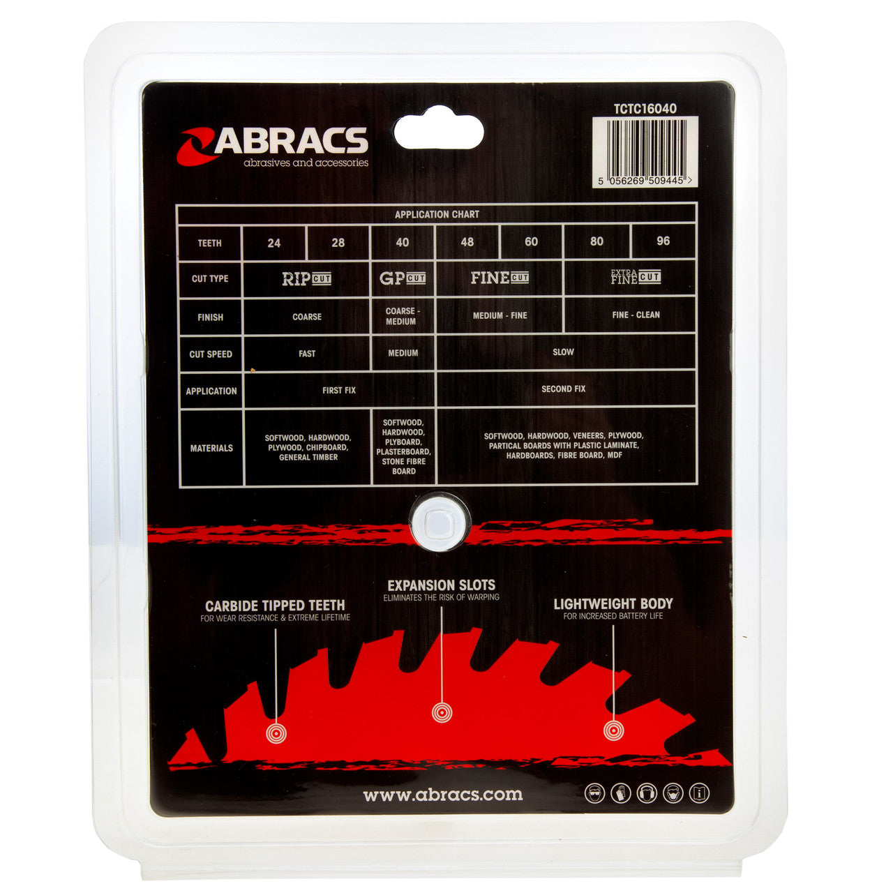 Abracs TCT Cordless Circular Saw Blade for Wood 160 x 20mm x 40T TCTC16040