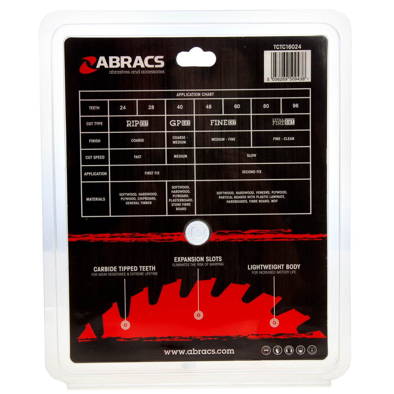 Abracs TCT Cordless Circular Saw Blade for Wood 160 x 20mm x 24T TCTC16024