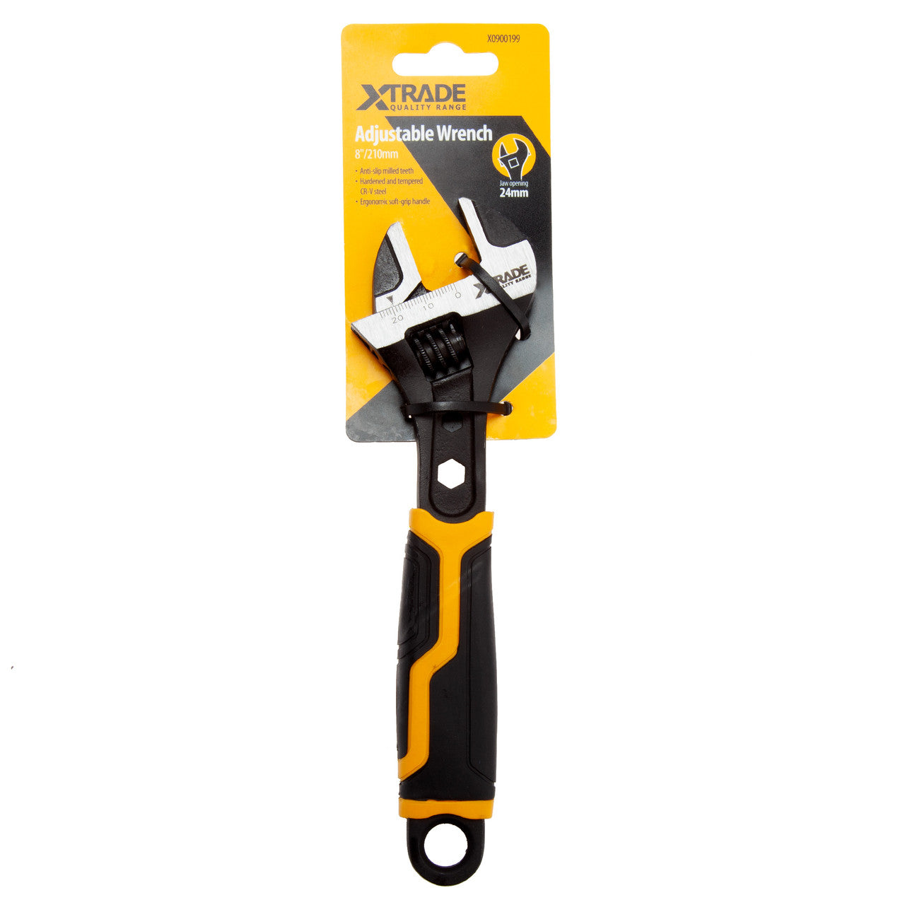 XTrade Adjustable Wrench 8" 210mm Jaw Depth 24mm Grip Handle X0900199
