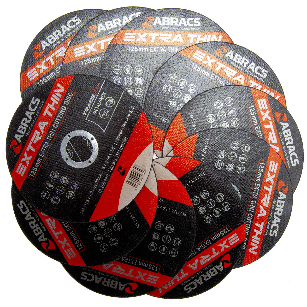 Abracs Extra Thin Metal INOX Cutting Discs 125mm x 1mm 10 Pack ABRA-TET12510FI-10