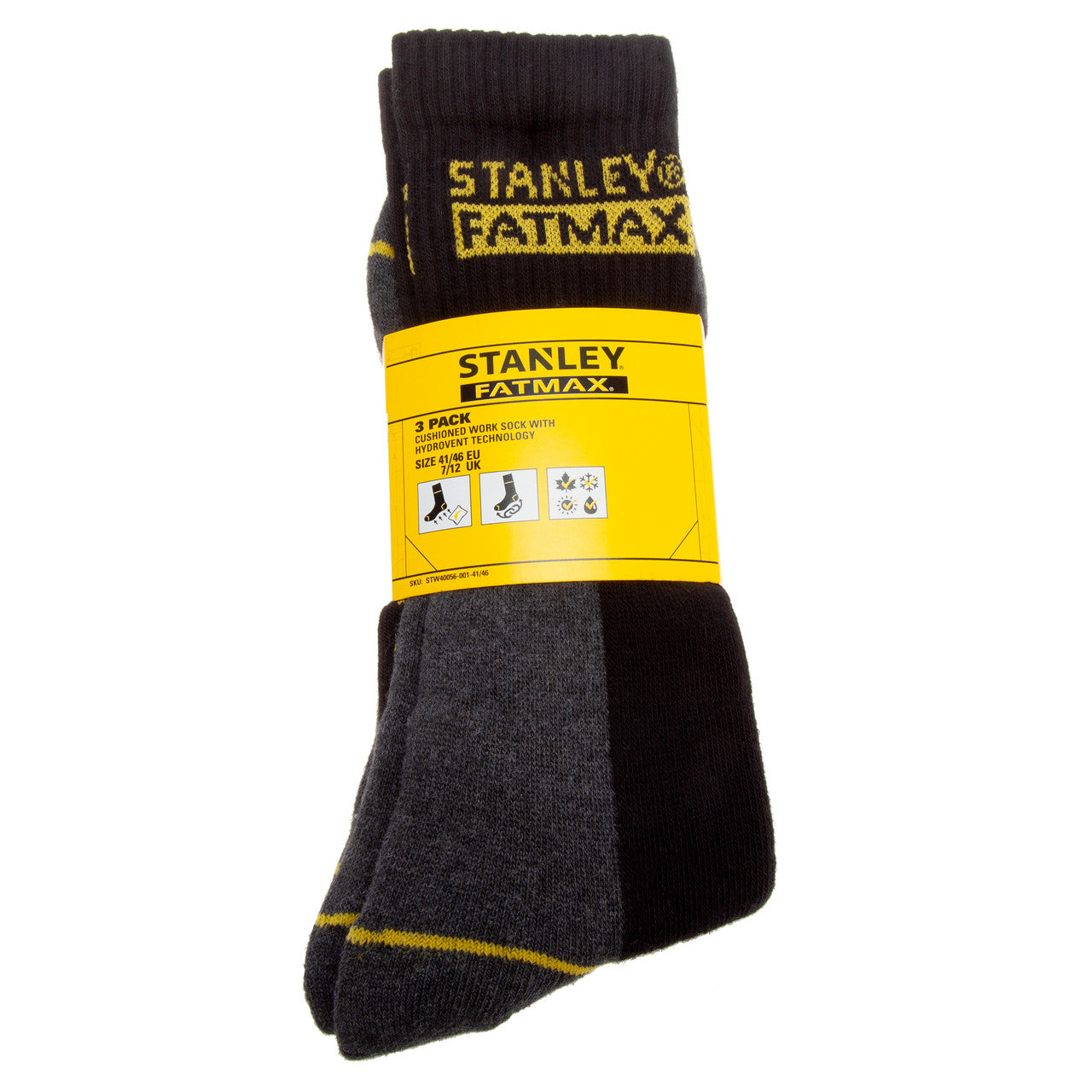 Stanley FatMax Branded Work Socks One Size 7-12 UK 3 Pack SFM-STW40056