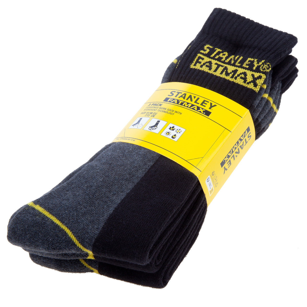 Stanley FatMax Branded Work Socks One Size 7-12 UK 3 Pack SFM-STW40056