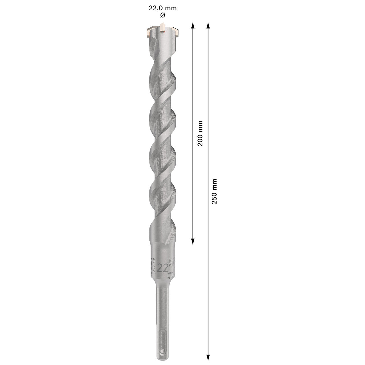 Bosch SDS+ 5X Hammer Drill Bit 22mm x 200mm x 250mm 2608836644