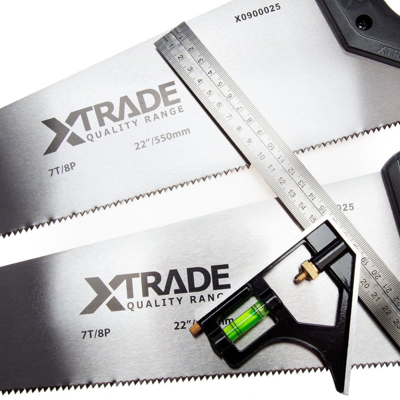 XTrade Hand Saw 2 x 550mm & Combination Square Pack Deal X0900095