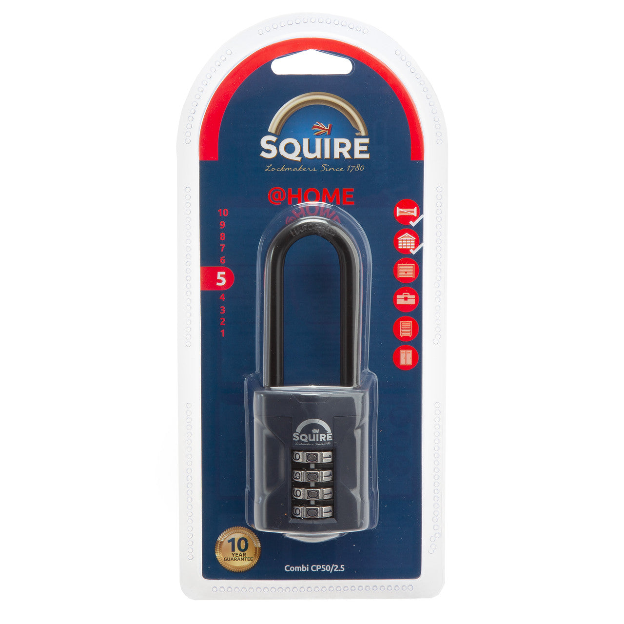 Henry Squire Combination Padlock 4 Wheel Extra Long Shackle 50mm CP50/2.5