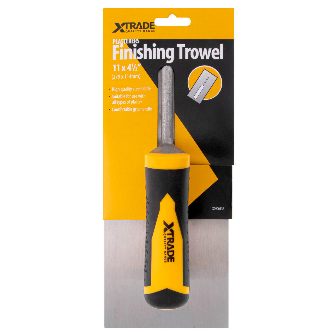 XTrade Plasterers Finishing Trowel 11″ 279mm Ergonomic Handle Steel Bld X0900136