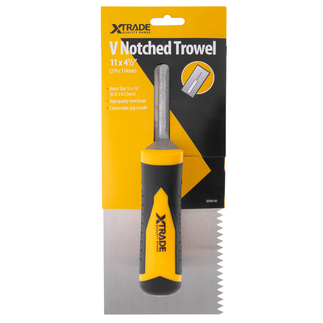 XTrade V-Notched Trowel 11″ 279mm Ergonomic Handle X0900140