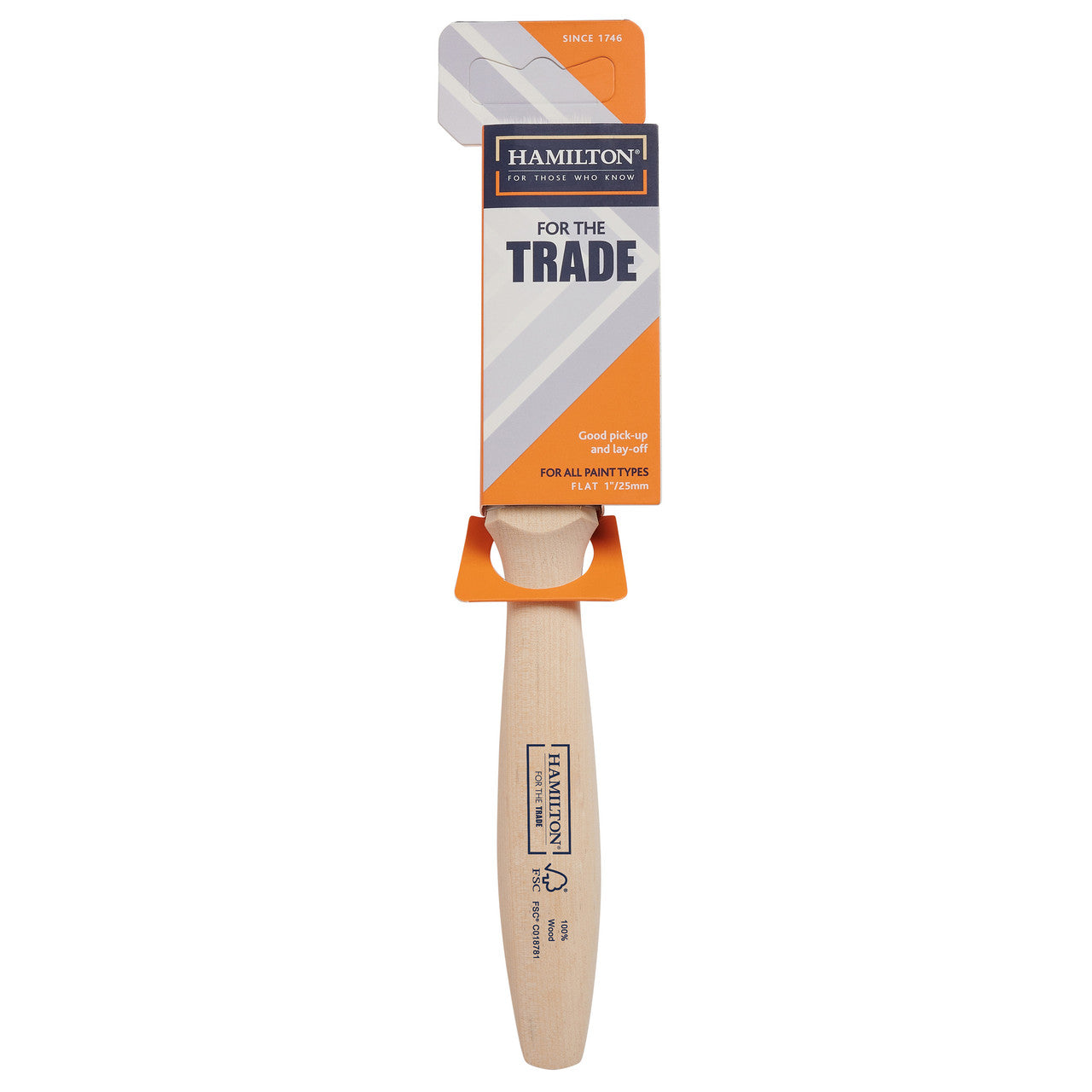 Hamilton Trade Fine Tip Flat Paint Brush 1 Inch Synthetic Filament 3101001-10