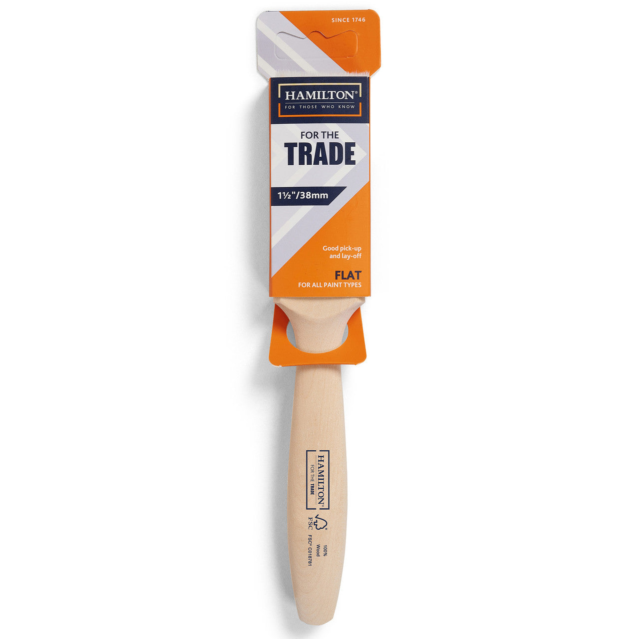 Hamilton Trade Fine Tip Flat Paint Brush 1. 1/2" Synthetic Filament 3101001-15