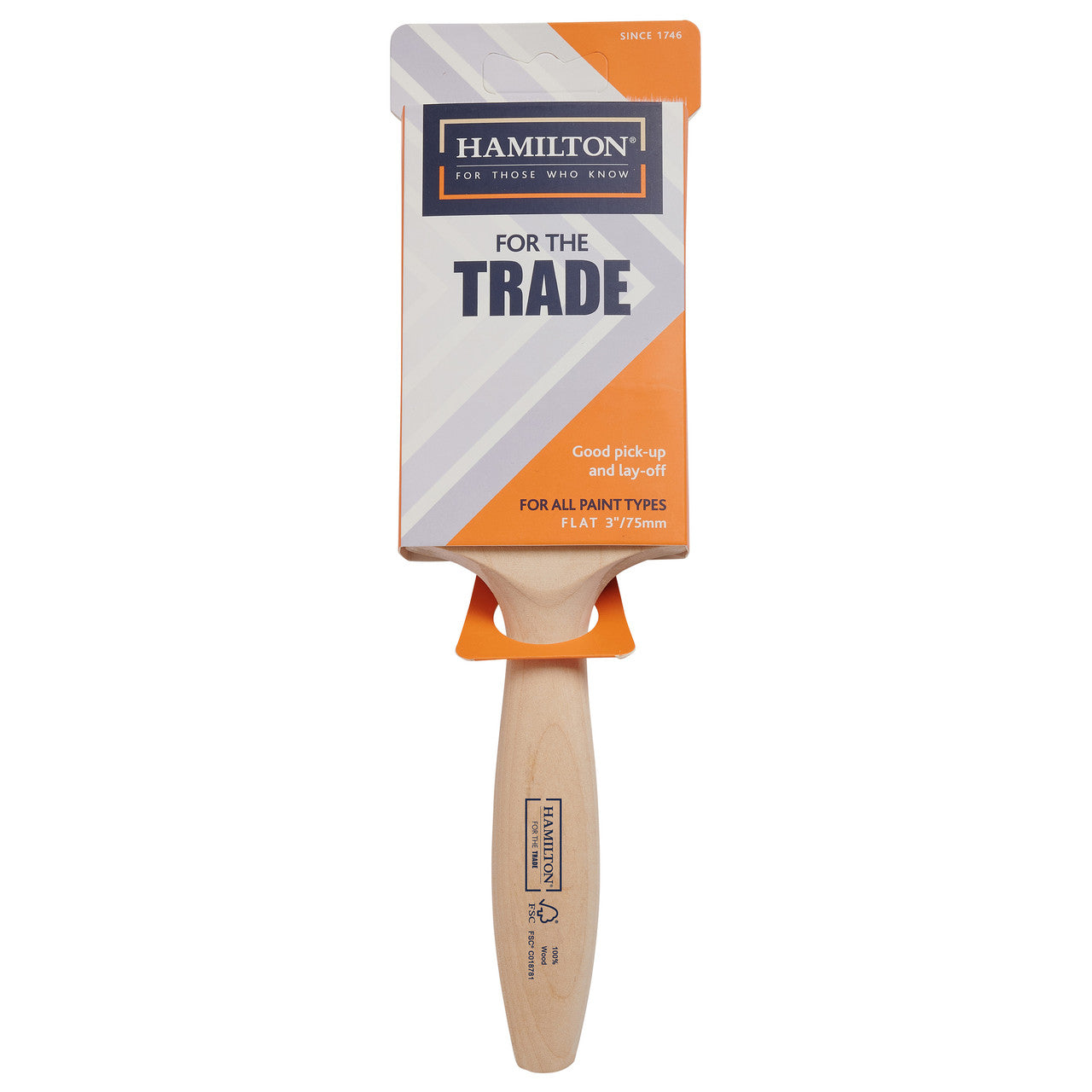 Hamilton Trade Fine Tip Flat Paint Brush 3 Inch Synthetic Filament 3101001-30