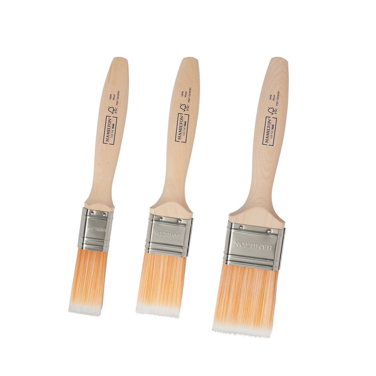 Hamilton Trade Fine Tip Flat Paint Brushes 3 Pack Reduces Tramlines 3100103-900