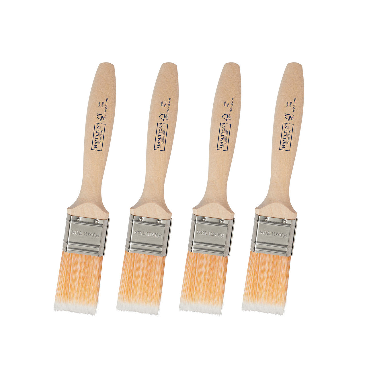Hamilton Trade Fine Tip Flat Paint Brushes 1.5" 4 Pack 3100104-15