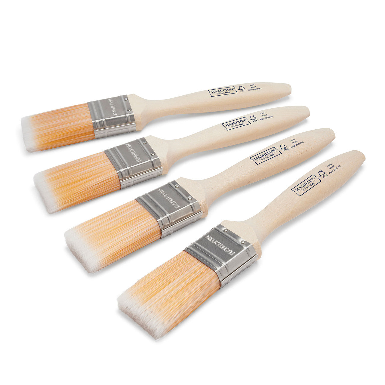 Hamilton Trade Fine Tip Flat Paint Brushes 1.5" 4 Pack 3100104-15