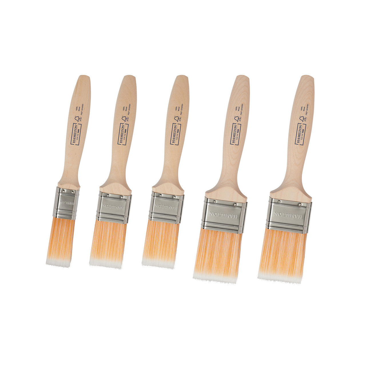 Hamilton Trade Fine Tip Flat Paint Brushes 5 Pack For All Paints 3100105-900