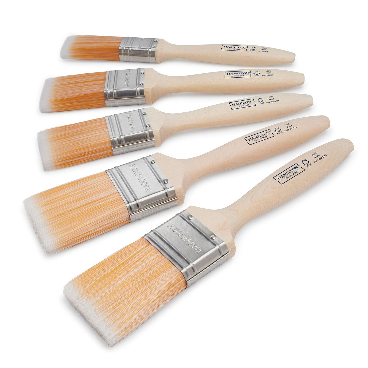 Hamilton Trade Fine Tip Flat Paint Brushes 5 Pack For All Paints 3100105-900